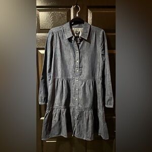 NEW J. Crew Factory Chambray Tiered Mini Shirt Dress NWT